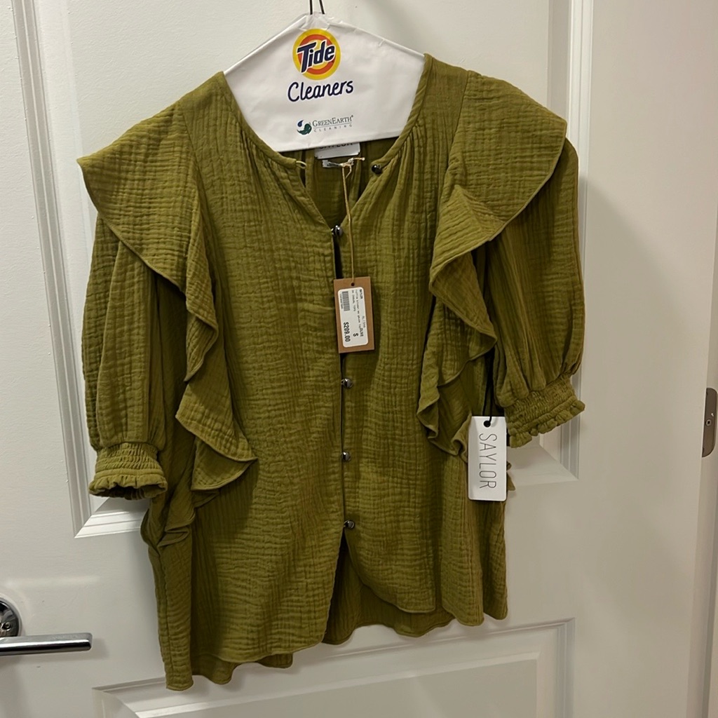 Saylor Alisha Blouse - Olive Size S Nwt